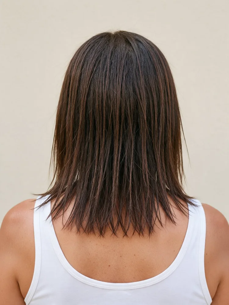 Antes: cabelo na altura dos ombros, ralo e com pontas quebradas